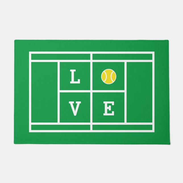 Liebe Tennisplatz Begrüßungstür für neue Zuhause Fußmatte (Vorderseite)