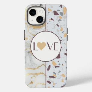 Liebe Terrazzo Marble iPhone Case mit Gold Heart
