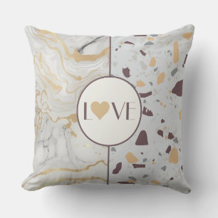 Liebe Terrazzo-Marmor mit Goldenen Herzklopfen Kissen
