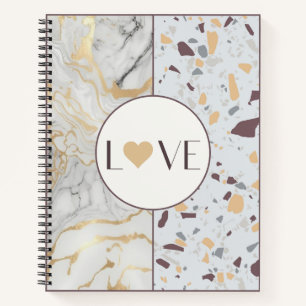 Liebe Terrazzo-MarmorNotebook mit Goldenen Herzen Notizbuch