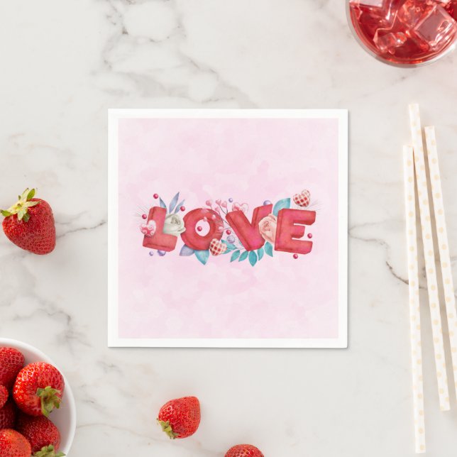 Liebe Text Fett Schriftart Farbe Serviette (Beispiel)