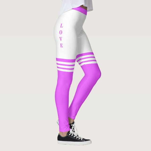 Liebe Text Herz Lila Weiße Leggings - Ihre Farben (Rechts)