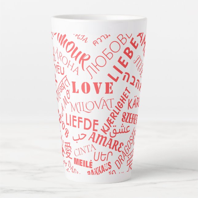 Liebe Text Latte Tasse Multi Language Word (Vorderseite)