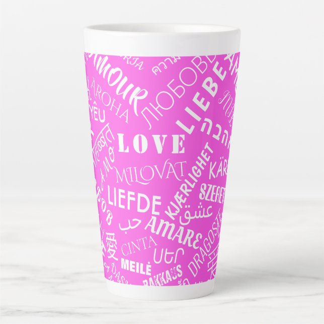 Liebe Text Latte Tasse Rosa oder Farbe wählen (Vorderseite)