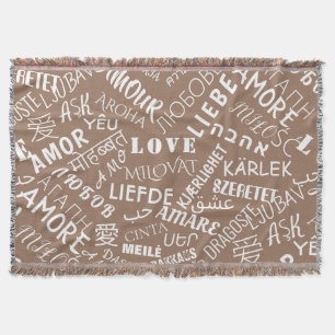 Liebe Text Wurfdecke Mehrsprachiges Wort Decke
