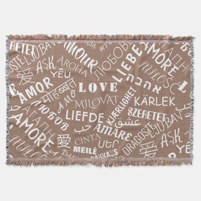 Liebe Text Wurfdecke Mehrsprachiges Wort Decke (Vorderseite)
