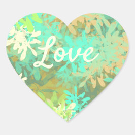 Liebe Textherz Form Grünes Leaf Muster Herz-Aufkleber