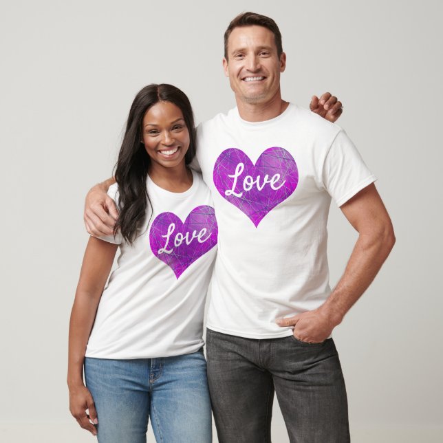 Liebe Textherz Form rosa Netzgeometrie T-Shirt (Unisex)