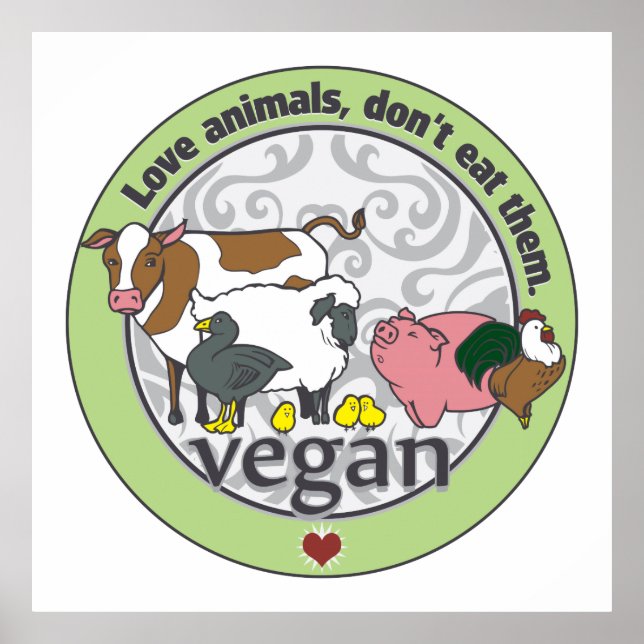 Liebe Tiere essen sie nicht Vegan Poster (Vorne)
