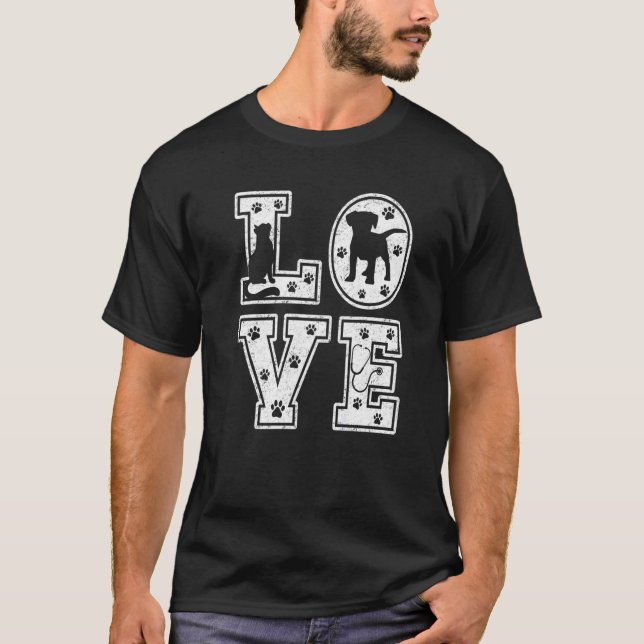 Liebe Tiere Tierärzte Tech Retro Veterinary Techni T-Shirt (Vorderseite)