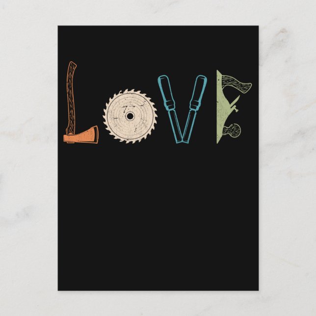 Liebe-Tischlerwerkzeuge Postkarte (Vorderseite)