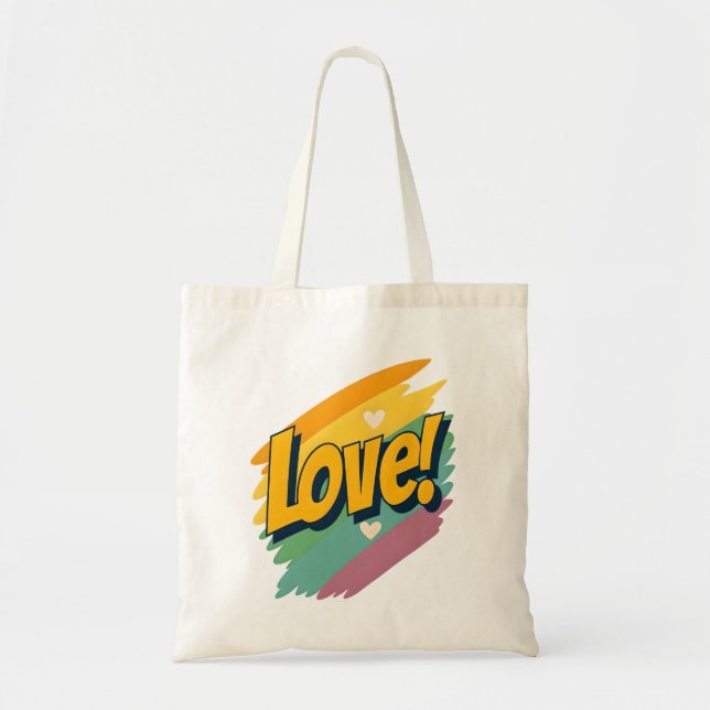 "LIEBE" Tote Bag - Rainbow Typografy Shopper Tragetasche (Vorne)
