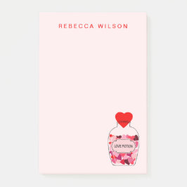 Liebe Tränke Flasche Personalisiert Valentine Rosa Post-it Klebezettel