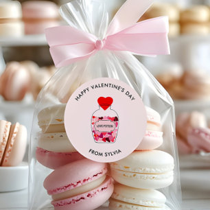 Liebe Tränke glücklich Valentinstag Personalisiert Runder Aufkleber