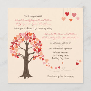 Liebe Tree Hearts Wedding Einladung