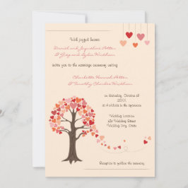 Liebe Tree Hearts Wedding Einladung