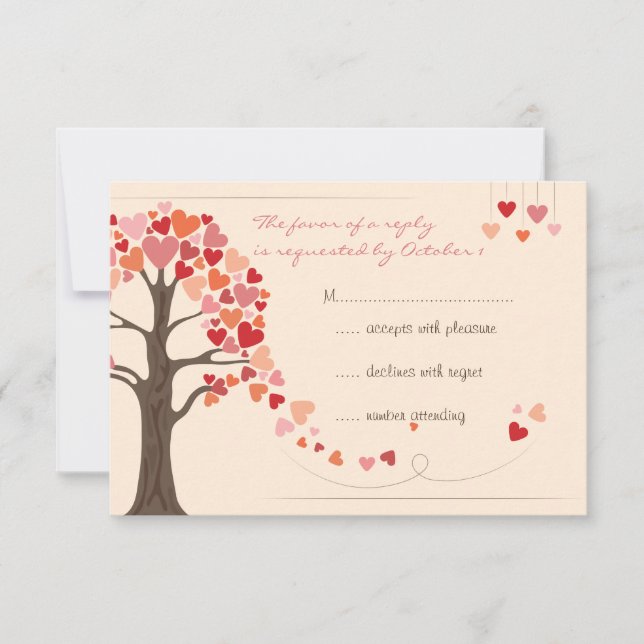 Liebe Tree Hearts Wedding RSVP (Vorderseite)