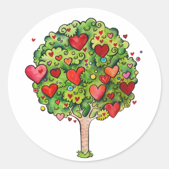 Liebe Tree Runder Aufkleber (Vorderseite)