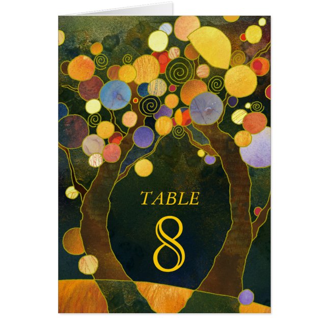 Liebe Trees Rustic Wedding Tischnummer Card (Vorne)