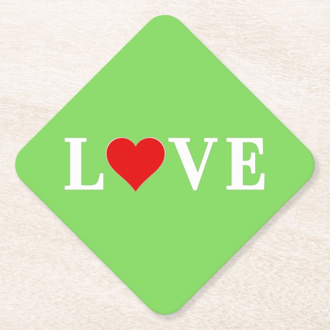 LIEBE Trending Lime Green Moderne Elegante Untersetzer (Vorderseite)