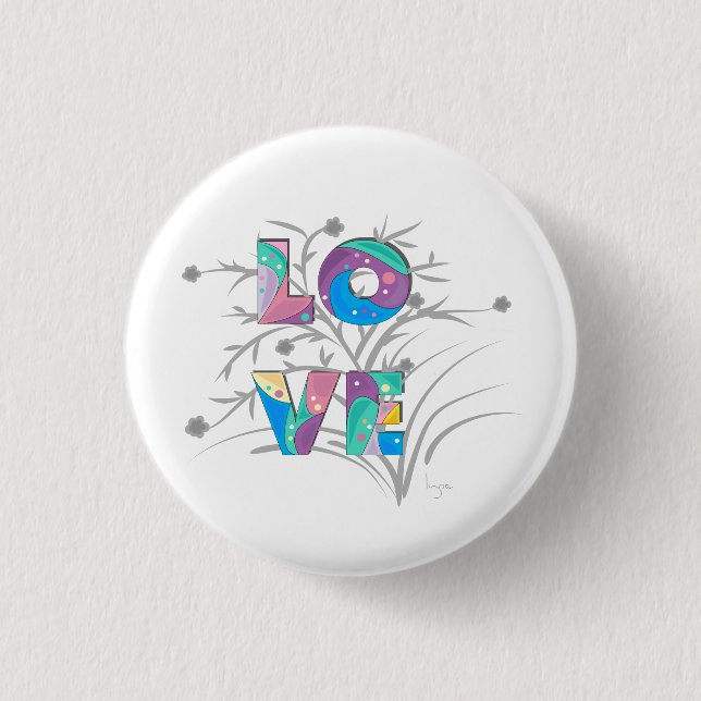 LIEBE Trendy Stylish Modern Graphic Button (Vorderseite)
