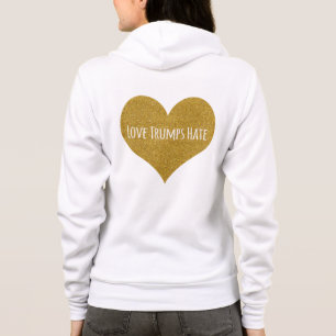 Liebe-Trumpf-Hass-GoldGlitzer-Herz machen oben Hoodie