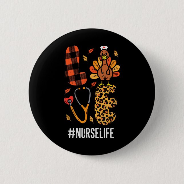 Liebe Türkei Stethoscope Nurse Erntedank Fall Sc Button (Vorderseite)