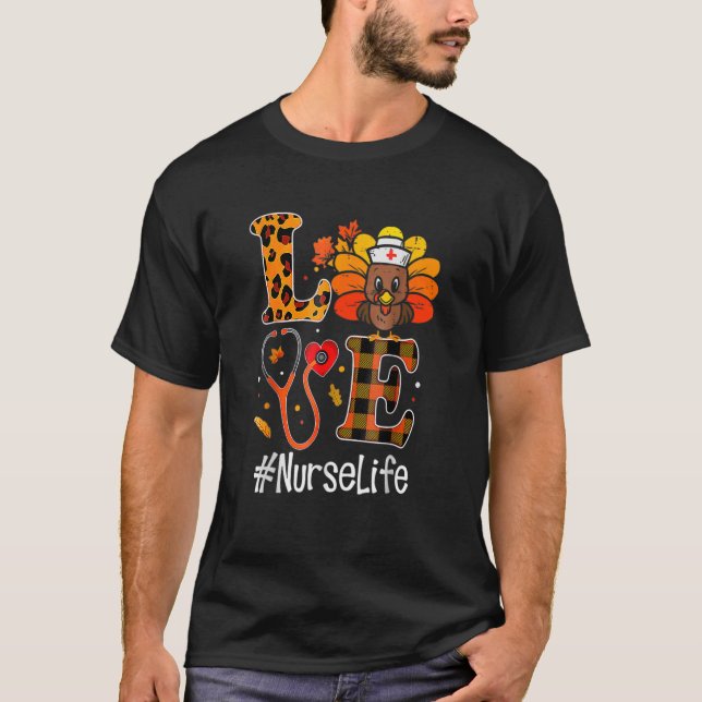 Liebe Türkei Stethoscope Nurse Life Erntedank Co T-Shirt (Vorderseite)