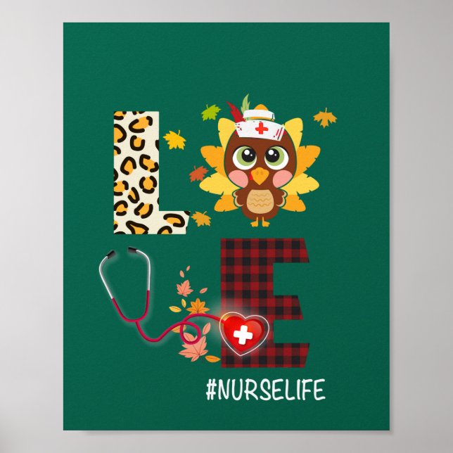 Liebe Türkei Stethoscope Nurse Life Erntedank Poster (Vorne)
