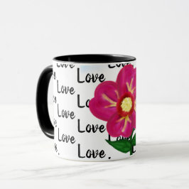Liebe Typografie Bright Vivid Pink Blume Tasse