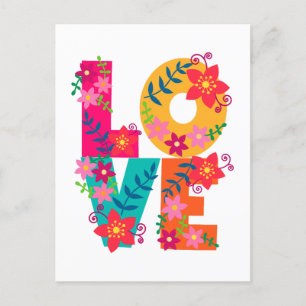 LIEBE Typografie-Clipart, Blumendesign Postkarte