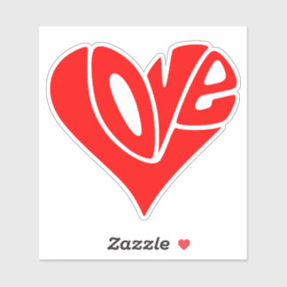 Liebe Typografie in Herzform Aufkleber
