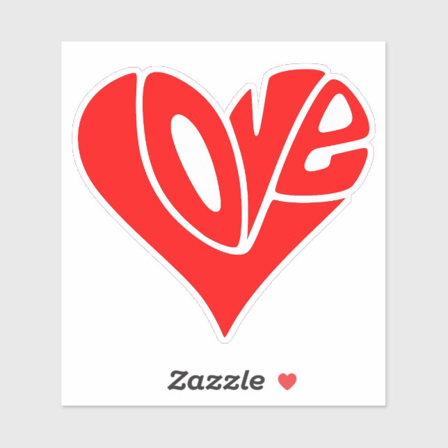 Liebe Typografie in Herzform Aufkleber (Blatt)