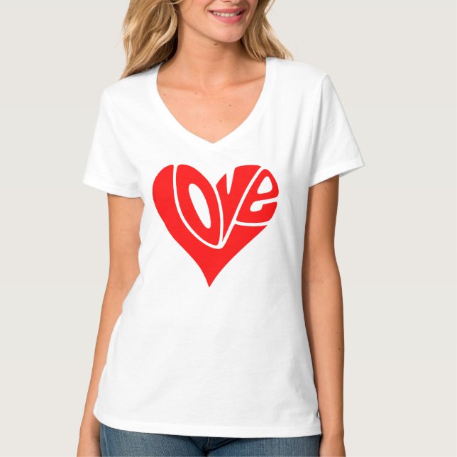 Liebe Typografie in Herzform T-Shirt (Vorderseite)