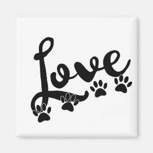 Liebe Typografie mit Hundekuppeldrucken Magnet