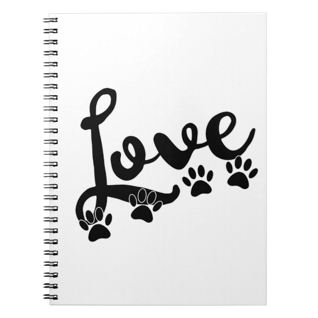 Liebe Typografie mit Hundekuppeldrucken Notizblock (Vorderseite)