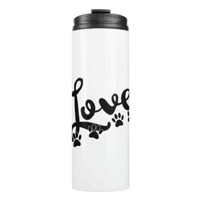Liebe Typografie mit Hundekuppeldrucken Thermosbecher (Vorderseite)