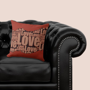 Liebe Typografie Muster entstehen rot und schwarz Kissen