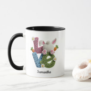Liebe-Typografie-Osterhase-Häkel-Name Tasse