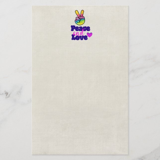 Liebe Typografie Rainbow Hand Peace Sign Briefpapier (Vorderseite)