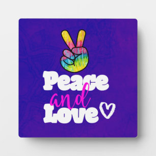 Liebe Typografie Rainbow Hand Peace Sign Fotoplatte