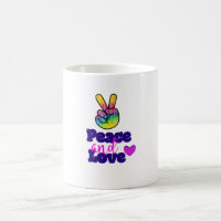 Liebe Typografie Rainbow Hand Peace Sign