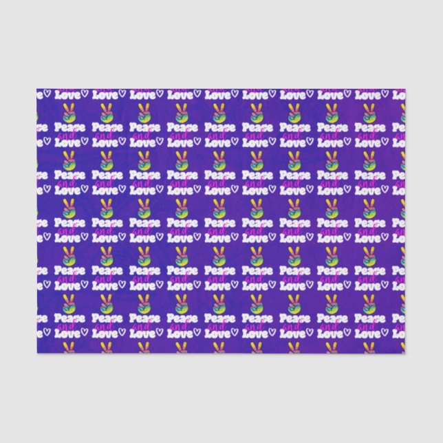 Liebe Typografie Rainbow Hand Peace Sign Seidenpapier (Vorderseite)