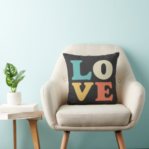 Liebe Typografie Retro Color Square Kissen