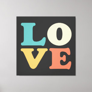 Liebe Typografie Retro Color Square Leinwanddruck