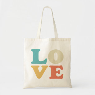 Liebe Typografie Retro Color Square Tragetasche