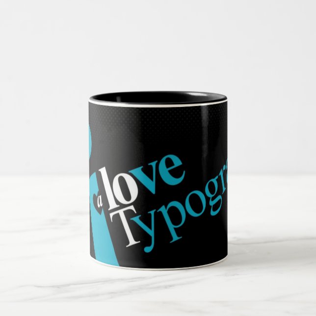 Liebe-Typografie-Tasse Zweifarbige Tasse (Mittel)