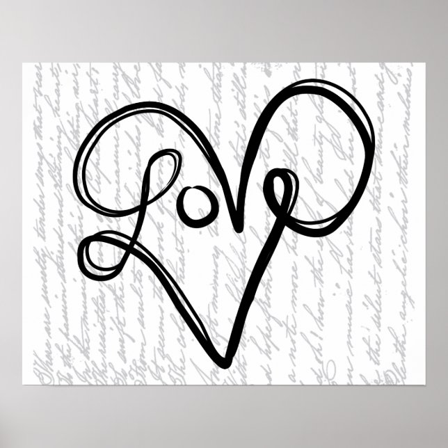 Liebe Typografie Text Art Poster (Vorne)