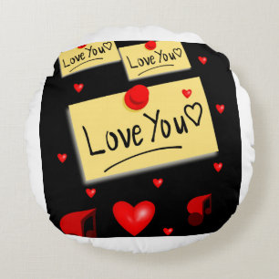 Liebe u Black Zazzle neu Rundes Kissen