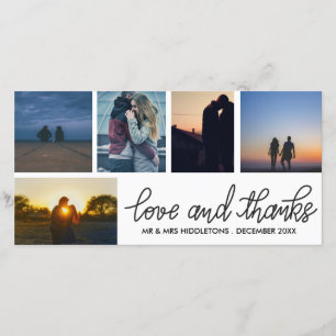 Liebe u. Dank, die Foto-Collage des Skript-fünf Dankeskarte